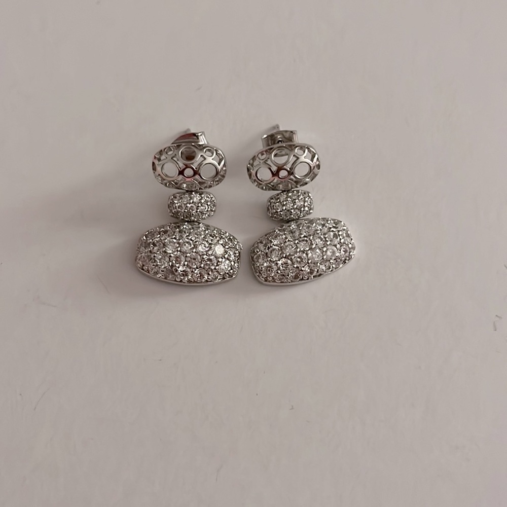 Diamond silver earrings
